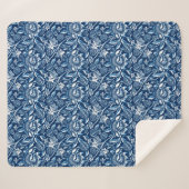 William Morris Sonnenblumen, Dunkelblau und Weiß Sherpadecke (Vorderseite (Horizontal))
