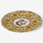 William Morris Sonnenblumen Eichhörnchen Pappteller (Schrägansicht)
