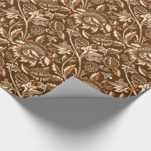 William Morris Sonnenblumen, Schokolade Brown & Be Geschenkpapier (Ecke)