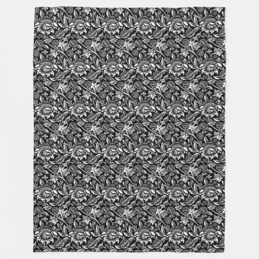 William Morris Sonnenblumen, Schwarz und Weiß Fleecedecke (Vorderseite)