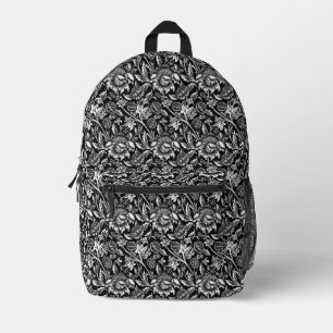 William Morris Sonnenblumen, Schwarz, Weiß und Gra Bedruckter Rucksack