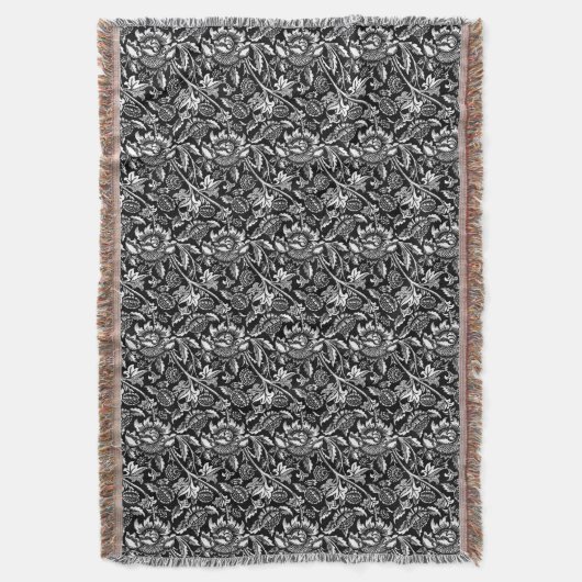 William Morris Sonnenblumen, schwarz, weiß und gra Decke (Vorderseite Vertikal)