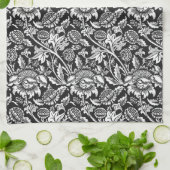 William Morris Sonnenblumen, schwarz, weiß und gra Geschirrtuch (Gefaltet)