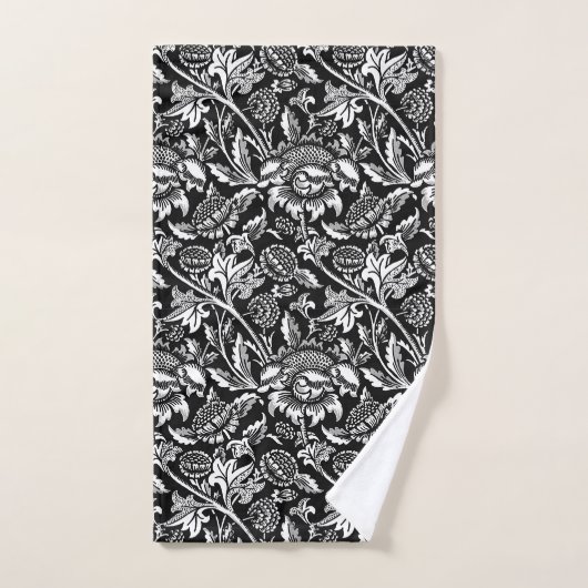 William Morris-Sonnenblumen, Schwarzweiss Badhandtuch Set (Handtuch)