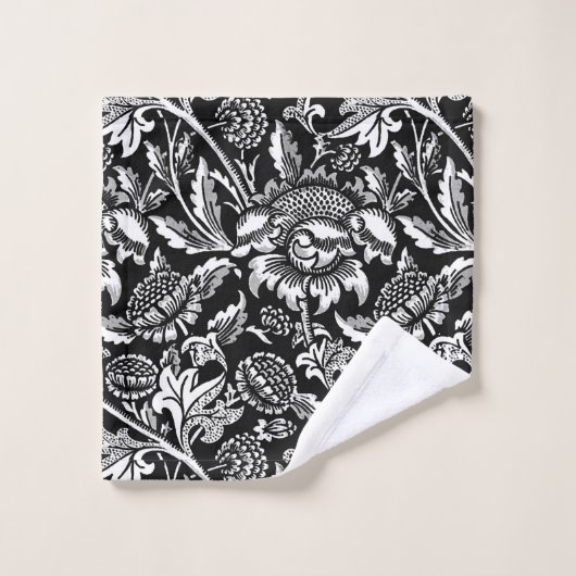 William Morris-Sonnenblumen, Schwarzweiss Badhandtuch Set (Waschlappen)