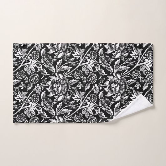 William Morris-Sonnenblumen, Schwarzweiss Badhandtuch Set (Handtuch)