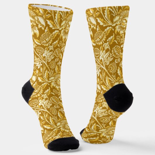 William Morris Sonnenblumen, Senfgelb / Gold Socken (Gewinkelt)