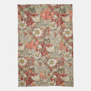 William Morris Spring Compton Blume Vintag Red Geschirrtuch