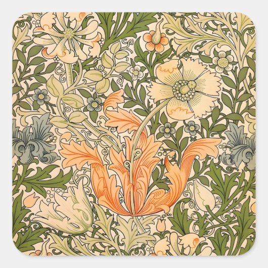 William Morris Spring Compton Blumenfest Quadratischer Aufkleber (Vorderseite)