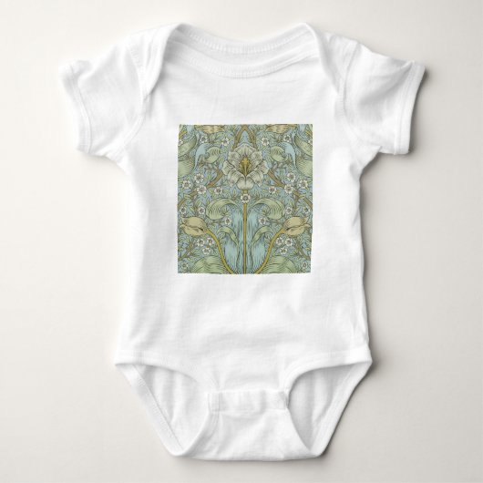 William Morris Spring Thicket: Antique Floral Baby Strampler (Vorderseite)