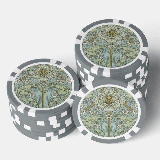 William Morris Spring Thicket: Antique Floral Pokerchips (Stapel)