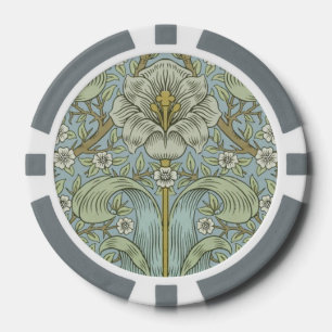 William Morris Spring Thicket: Antique Floral Pokerchips