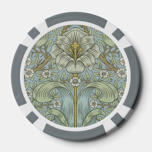 William Morris Spring Thicket: Antique Floral Pokerchips (Rückseite)