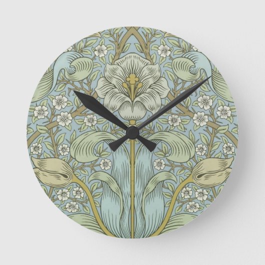 William Morris Spring Thicket: Antique Floral Runde Wanduhr (Vorderseite)