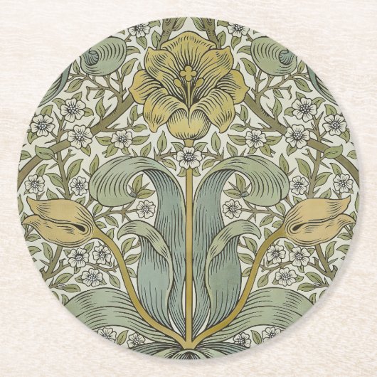 William Morris Spring Thicket Classic Muster Runder Pappuntersetzer (Vorderseite)