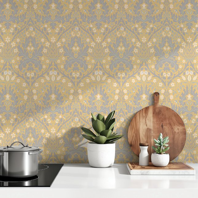 William Morris Spring Thicket Golden Yellow & Gray Tapete (Von Creator hochgeladen)