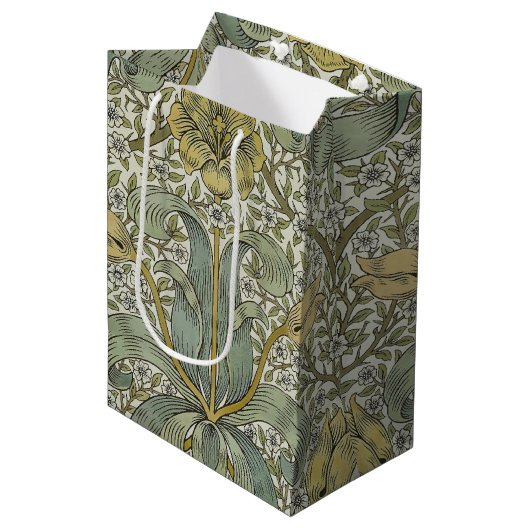 William Morris Spring Thicket Klassisches Muster Mittlere Geschenktüte (Vorderseite Schrägansicht)