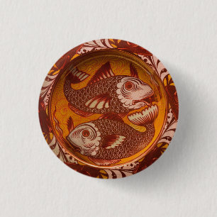 William Morris Stil Arts and Crafts Roter Fisch Ku Button