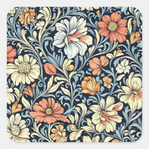 William-Morris-Stil Blumen-Akanthus-Muster Quadratischer Aufkleber