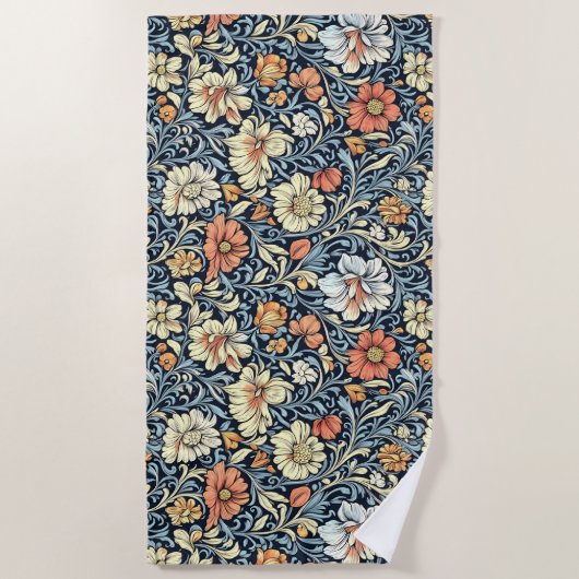 William-Morris-Stil Blumen-Akanthus-Muster Strandtuch (Vorderseite)