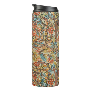William Morris Stil Cottagecore Eichhörnchen Blume Thermosbecher