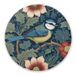 William Morris Stil Direkt gegenüber Bird Blue Tit Keramikknauf