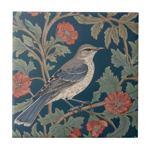 William Morris Stil Direkt gegenüber dem Mockingbi Fliese (Vorderseite)