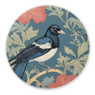 William Morris Stil Direkt gegenüber Magpie Bird Keramikknauf