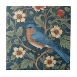 William Morris Stil Links gegenüber Bluebird Bird Fliese