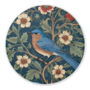 William Morris Stil Links gegenüber Bluebird Bird Keramikknauf