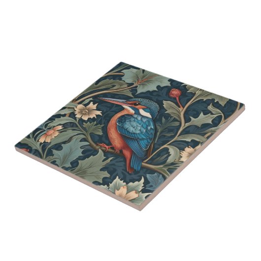 William Morris Stil Links gegenüber Kingfisher Bir Fliese (Seite)