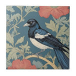 William Morris Stil Links gegenüber Magpie Bird Fliese<br><div class="desc">"Klassischer Jugendstil",  "Schwarz-Weiß-Magie-Bird",  "Salbei-grüne Waldtiere",  "Britisch-William-Murris-Keramik-Fliesen",  "grüner dunkelmarineblauer Rabe",  "stylish red forest tree Blätter",  "links gegenüber englischen Vintagen Vögeln",  "Wildgarten-Tier auf Zweig",  "Natur-Blume botanisch",  "Blatt Blume traditionell antike"</div>