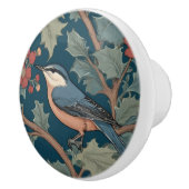 William Morris Stil Links gegenüber Nuthatch Bird Keramikknauf (Rechts)