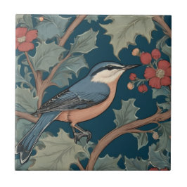 William Morris Stil Rechts gegenüber Nuthatch Bird Fliese