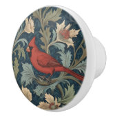 William Morris-Stil Red Kardinal Bird links gegenü Keramikknauf (Rechts)