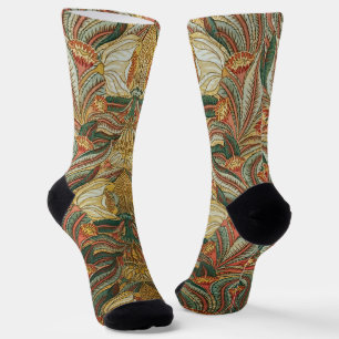 William Morris Stil Rosa Grün Botanisch Socken