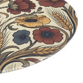 William Morris Stil Rot Gold Weizen Blumenmuster Schneidebrett (Ecke)