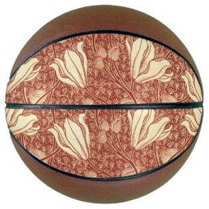 William Morris Stil Roter Lilie Blumenmuster Basketball