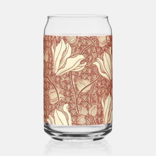 William Morris Stil Roter Lilie Blumenmuster Dosenglas (Vorderseite)