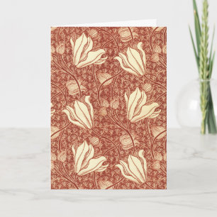 William Morris Stil Roter Lilie Blumenmuster Feiertagskarte