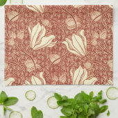 William Morris Stil Roter Lilie Blumenmuster Geschirrtuch (Gefaltet)