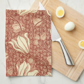 William Morris Stil Roter Lilie Blumenmuster Geschirrtuch (Viertel Falte)