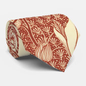 William Morris Stil Roter Lilie Blumenmuster Krawatte (Gerollt)