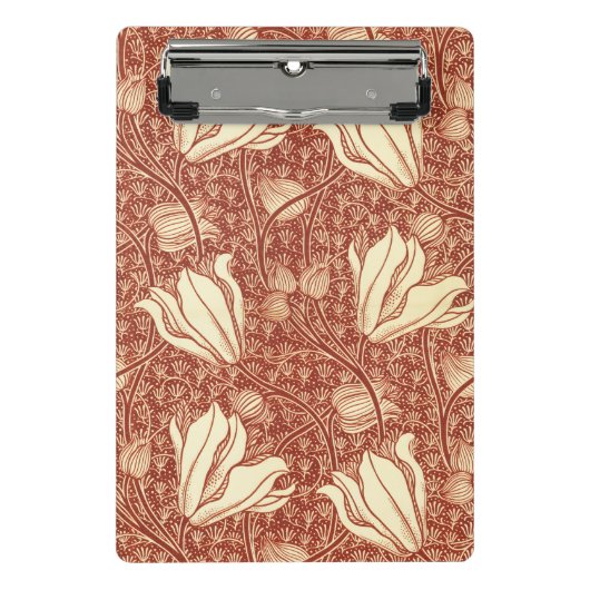 William Morris Stil Roter Lilie Blumenmuster Mini Klemmbrett (Vorderseite)