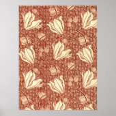 William Morris Stil Roter Lilie Blumenmuster Poster (Vorne)
