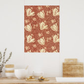 William Morris Stil Roter Lilie Blumenmuster Poster (Küche)