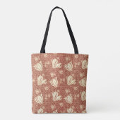 William Morris Stil Roter Lilie Blumenmuster Tasche (Rückseite)