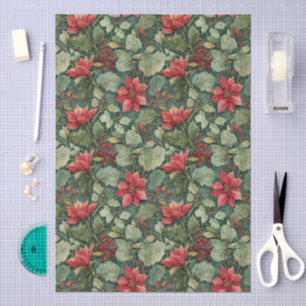 William Morris Stil Roter Poinsettien Muster Seidenpapier