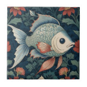 William Morris Stil, tropischer Fisch, Seebad Fliese (Vorderseite)