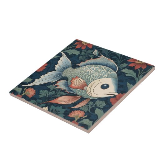 William Morris Stil, tropischer Fisch, Seebad Fliese (Seite)